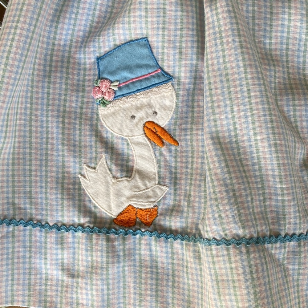 Vintage check dress with goose duck applique size 12 months 80s 90s - Picture 2 of 12